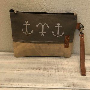 NWT Nautical Themed Upcycled Canvas Wristlet